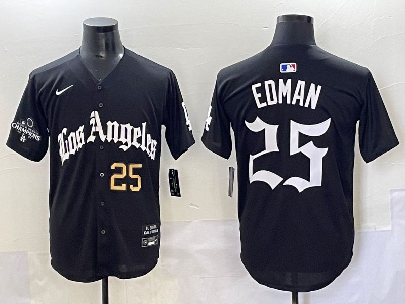 Men 2025 Los Angeles Dodgers 25 Edman Black Five generations Joint Name Nike MLB Jersey style 3
